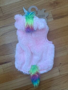 Pup Crew Pink Unicorn Plush Dog Vest with Rainbow Mane